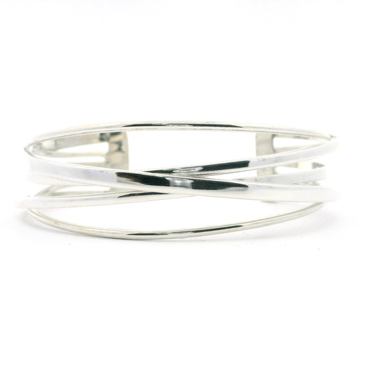 Silver Flattened Band Cuff Bangle