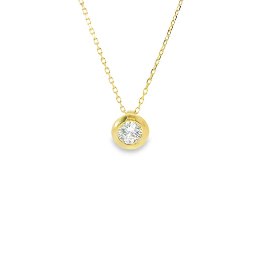 Gold Tone Cubic Zirconia Solitaire Necklace