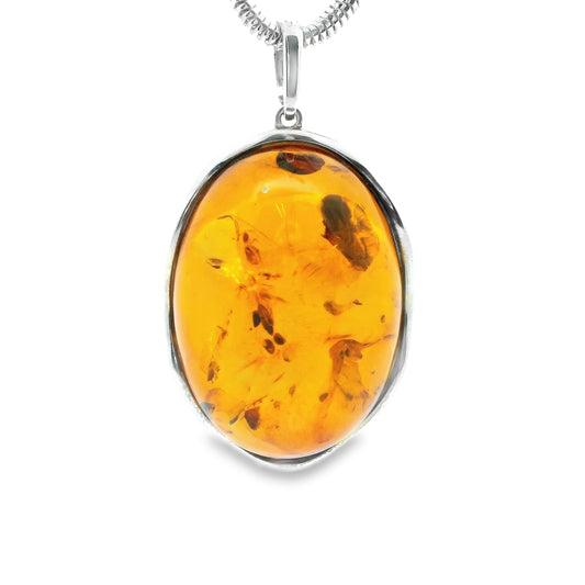 Silver Amber Pendant