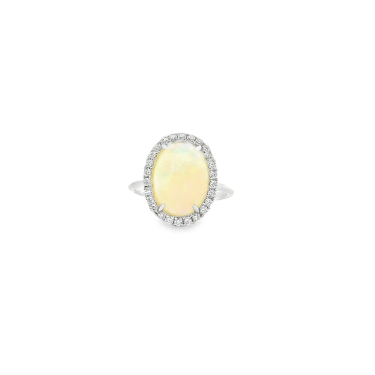 18ct White Gold Opal Ring and Diamonds