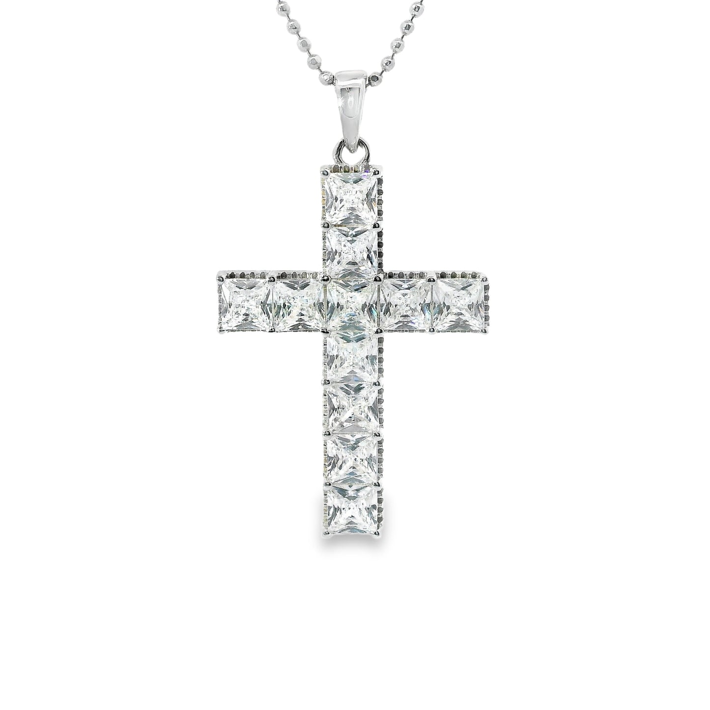 Cubic Zirconia Madonna Cross Pendant
