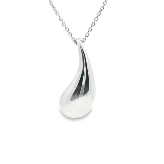 Silver Curvy Teardrop Pendant