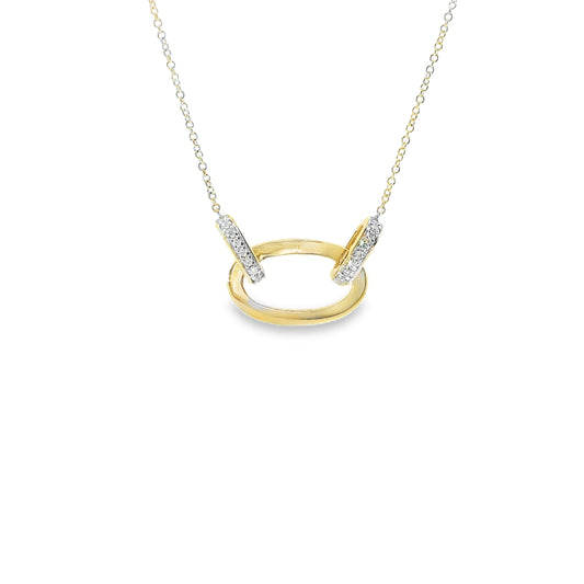 9ct Gold Oval Necklace with Diamonds