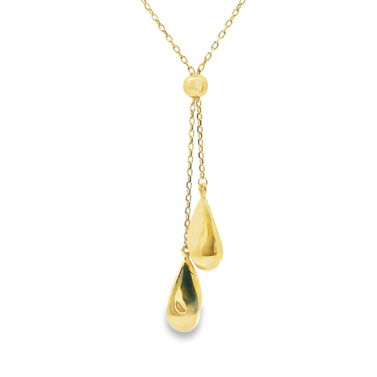 9ct Organic Teardrop Lariat Necklace