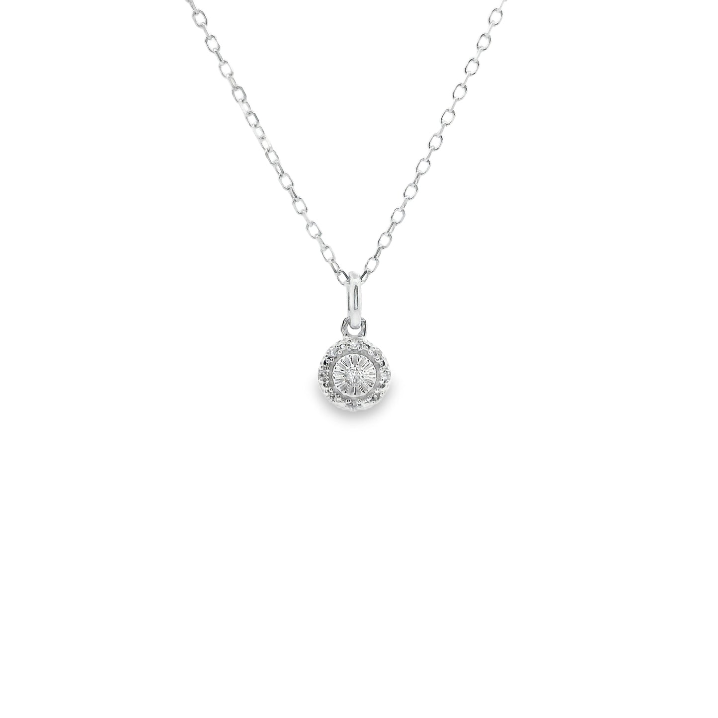 9ct White Gold Halo Diamond Necklace