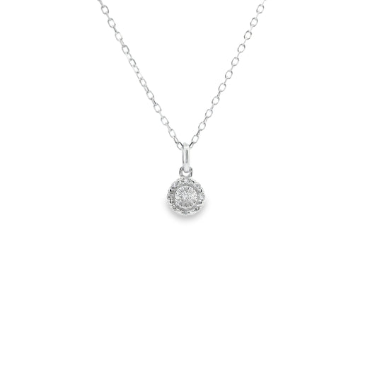 9ct White Gold Halo Diamond Necklace