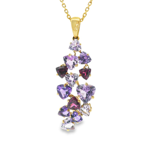 9ct Yellow Gold Drop Pendant with Amethyst