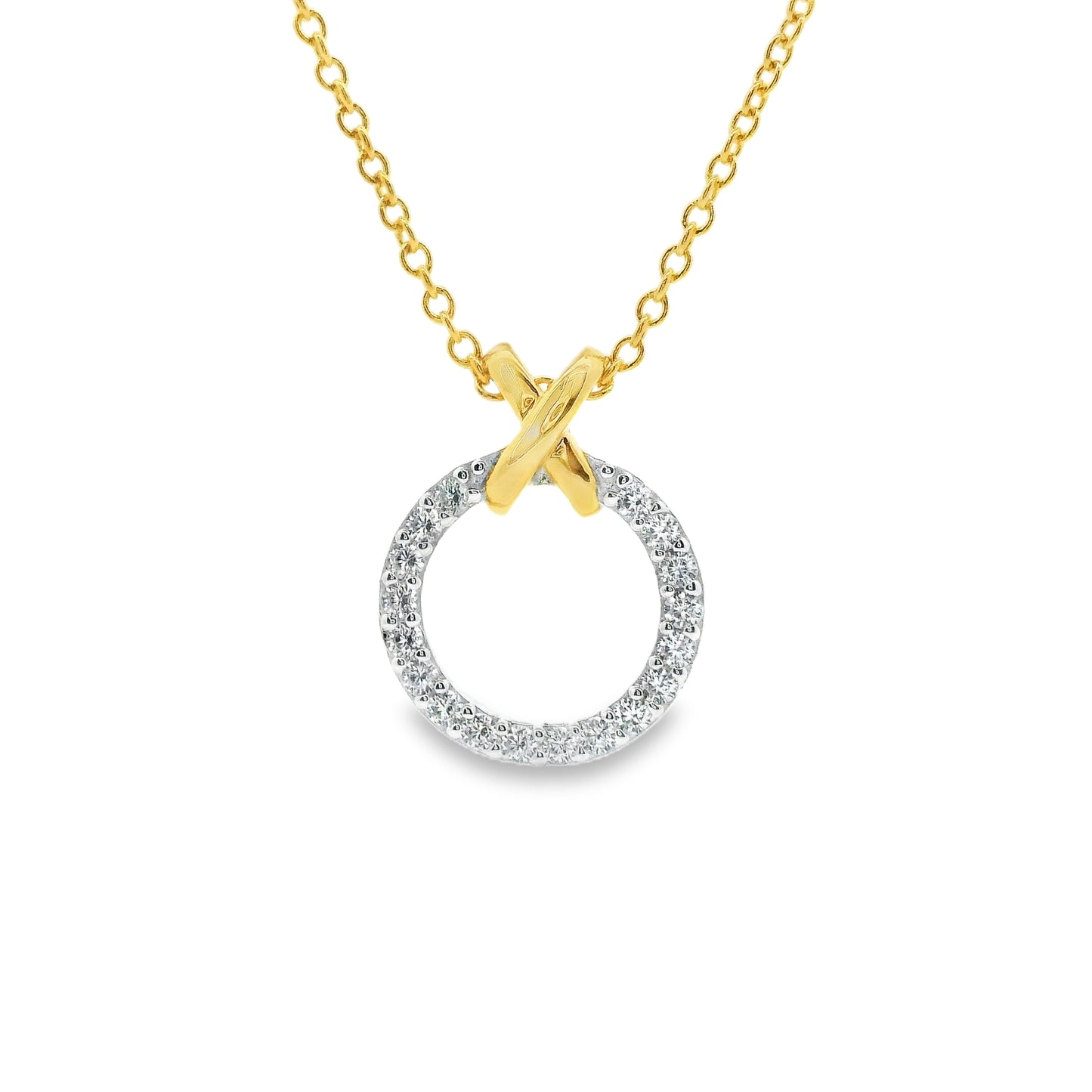 Silver, Gold & Cubic Zirconia Kiss Kiss Necklace