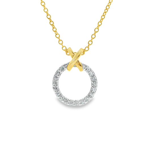 Silver, Gold & Cubic Zirconia Kiss Kiss Necklace