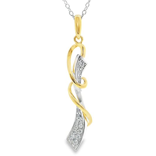 Silver, Gold Tone & Cubic Zirconia Twisted Embrace Necklace