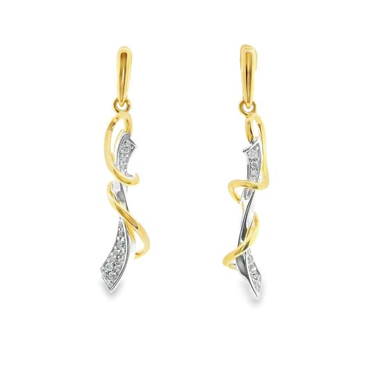 Silver, Gold Tone & Cubic Zirconia Twisted Embrace Earrings