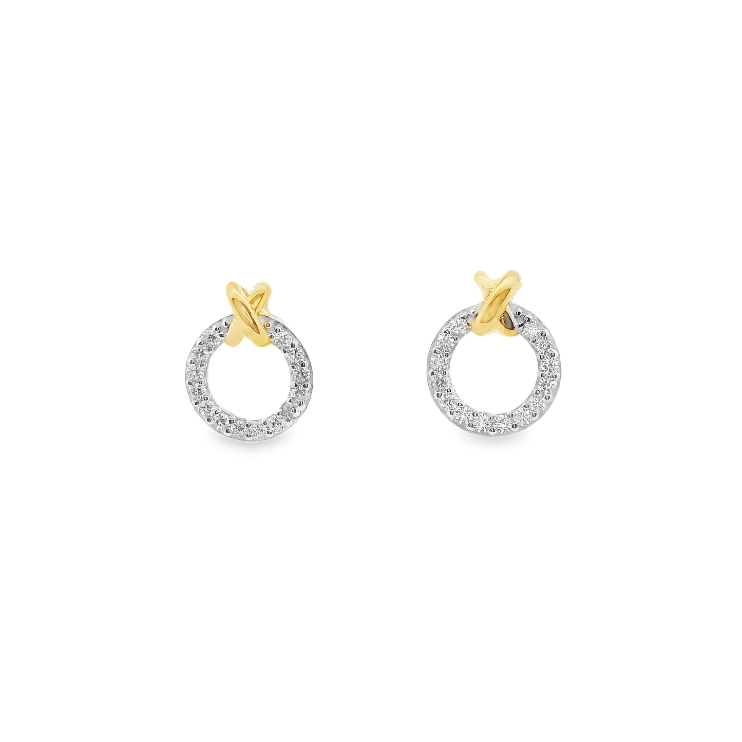 Silver, Gold & Cubic Zirconia Kiss Kiss Earrings