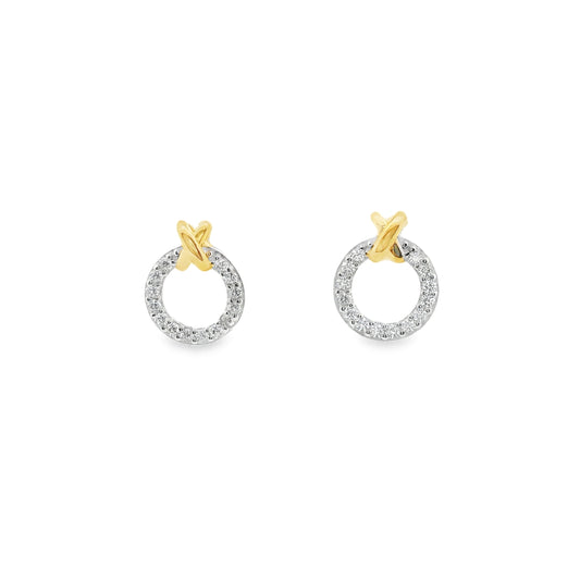 Silver, Gold & Cubic Zirconia Kiss Kiss Earrings