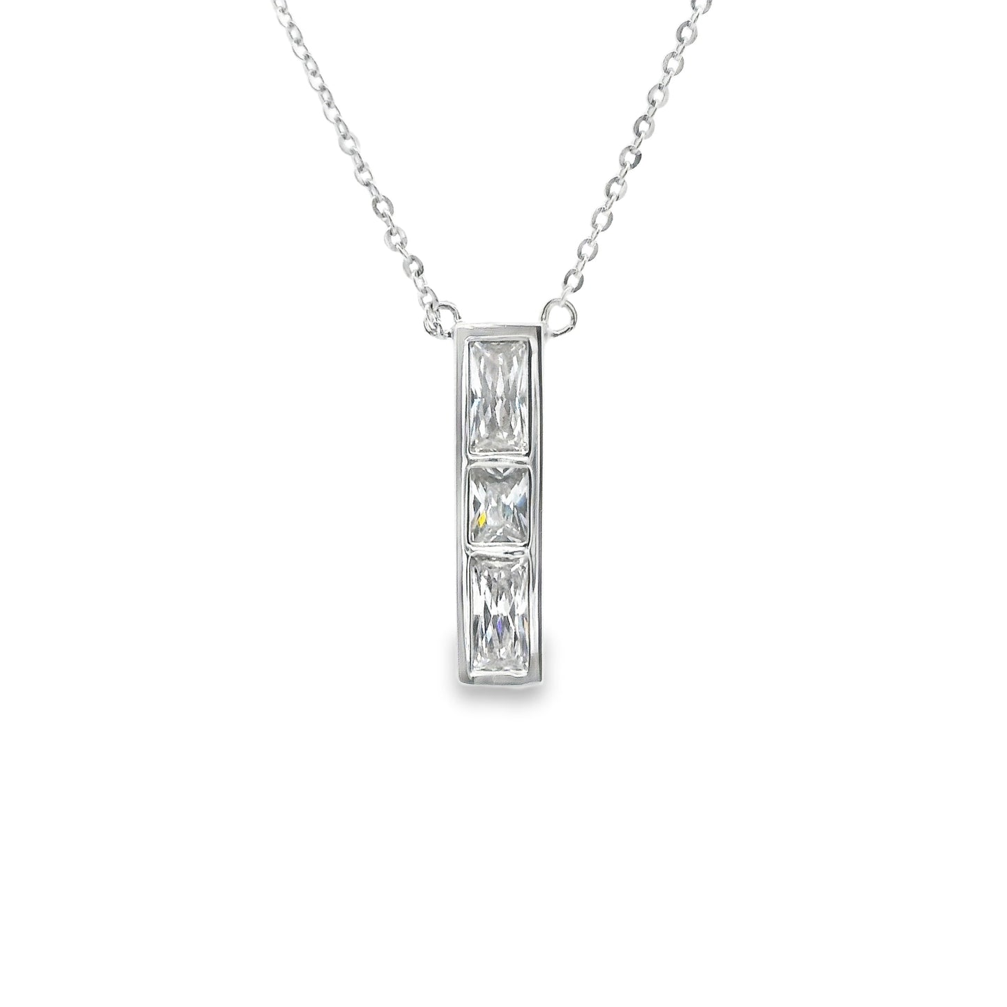 Silver and Cubic Zirconia Ingot Necklace