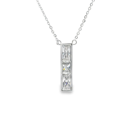 Silver and Cubic Zirconia Ingot Necklace