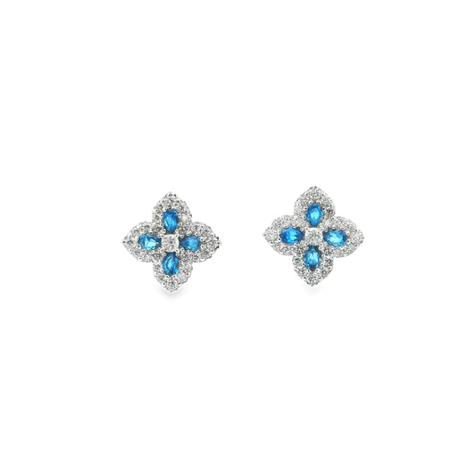 Silver & Sapphire Cubic Zirconia Classic Clover Earrings