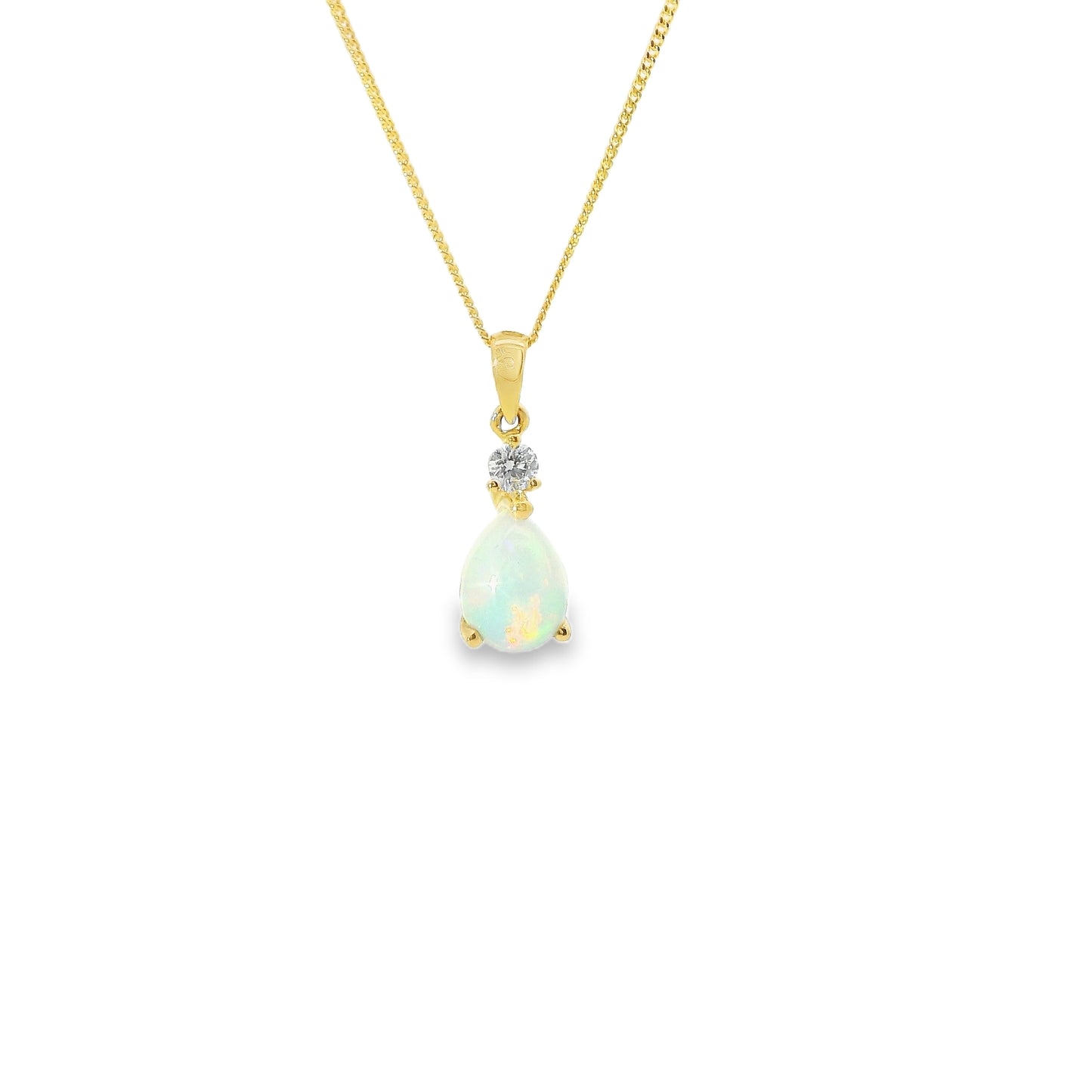 9ct Gold Pendant with Opal and Diamond