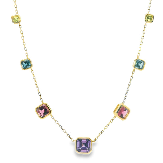 9ct Gold Multi Gemstones Necklace
