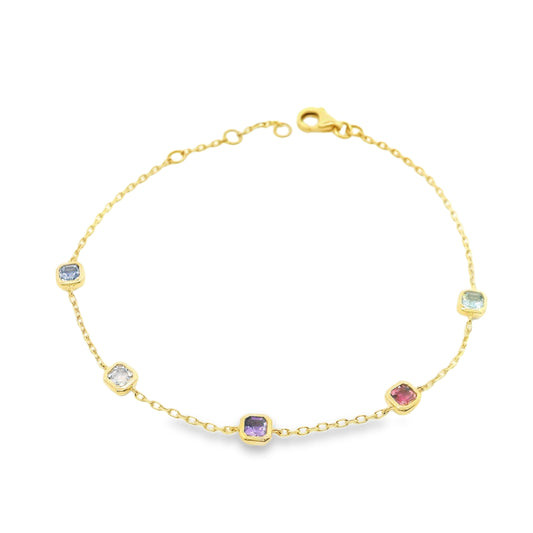 9ct Gold Multi Gemstones Bracelet