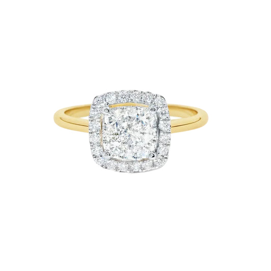 Square Diamond Cluster Ring in 18ct
