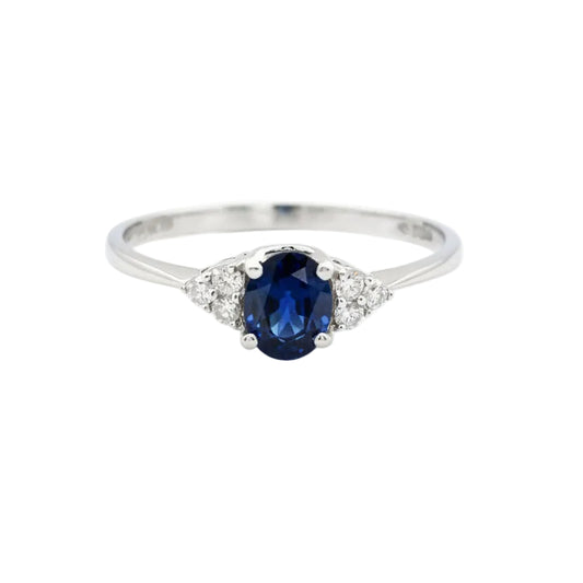 9ct White Gold Ring with Sappphire