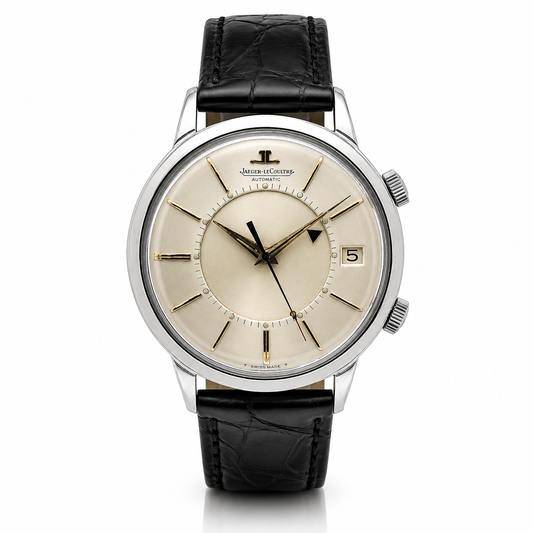 Vintage Jaeger-LeCoultre Memovox automatic alarm watch with original presentation box
