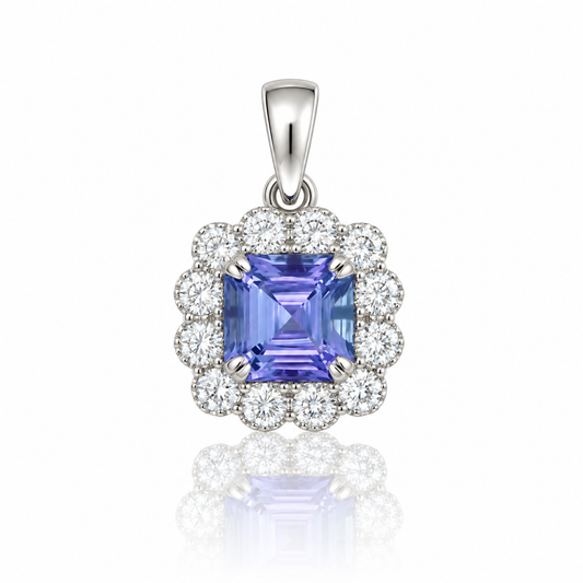 Tanzanite & Diamond Halo Pendant