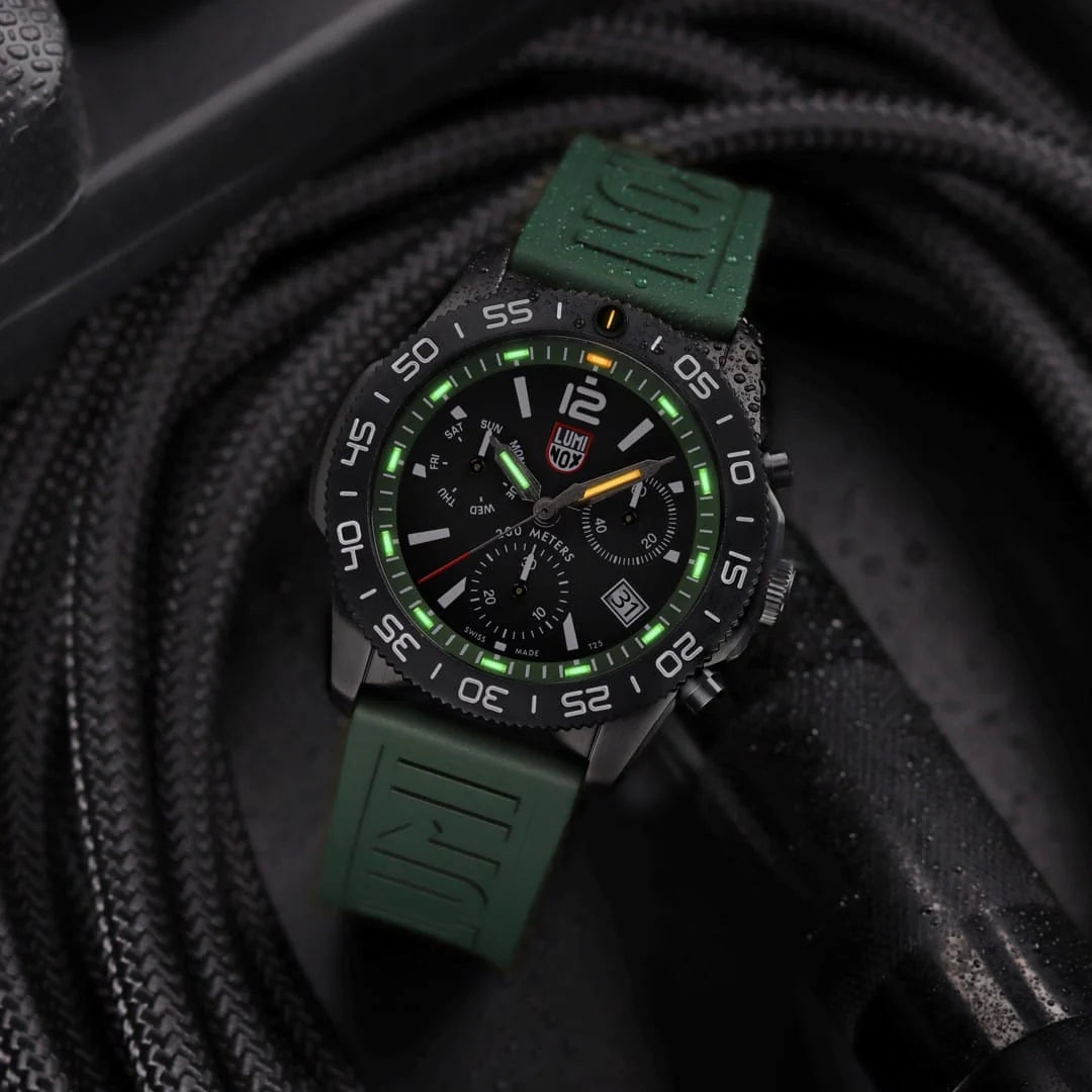 Luminox Pacific Diver XS.3147 illuminated chronograph dial with Luminox Light Technology