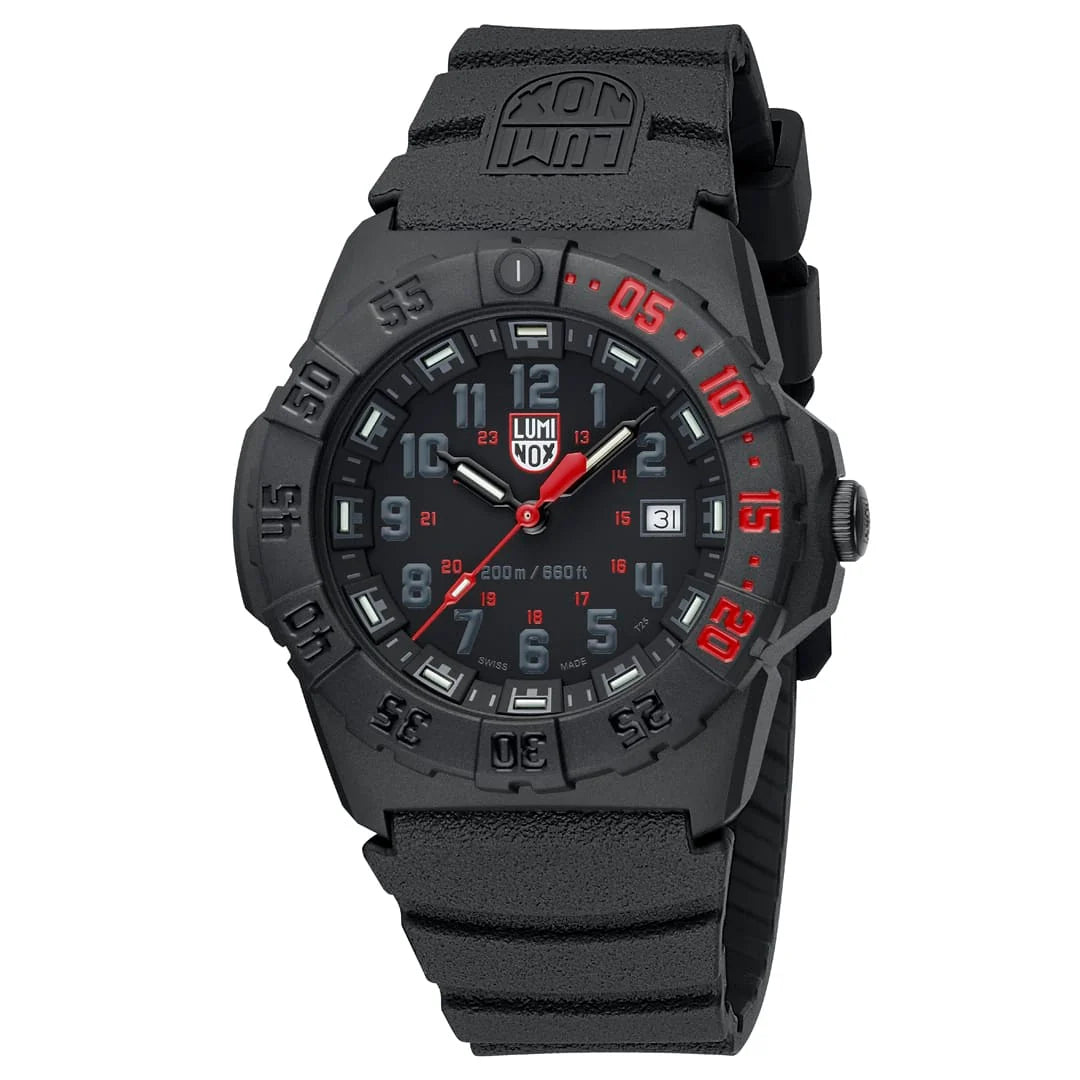 Luminox Navy SEAL XS.3565 black dial with red detailing and LLT
