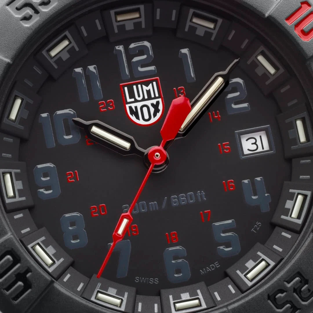 Luminox Navy SEAL XS.3565 black dial with red detailing and LLT
