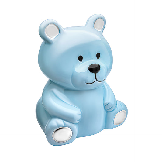 Blue Ceramic Teddy Money Box