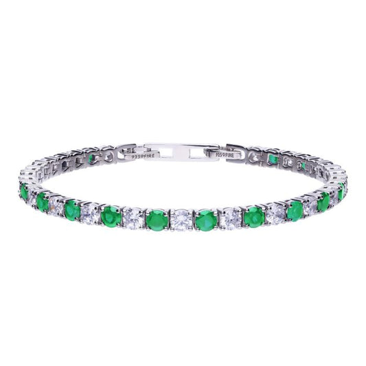 Emerald  Two Tone Zirconia Tennis Bracelet