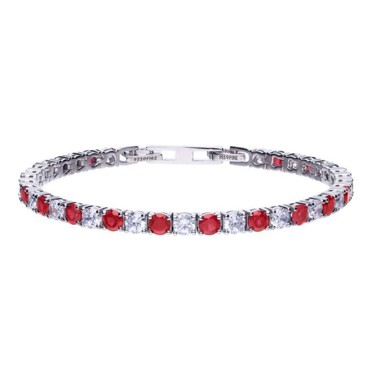 Ruby Two Tone Zirconia Tennis Bracelet