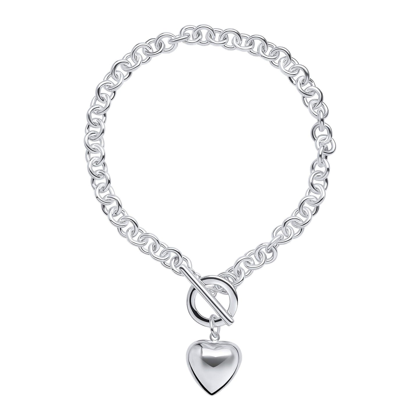 Puff Heart T-Bar Chain Bracelet