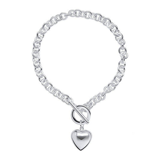 Puff Heart T-Bar Chain Bracelet
