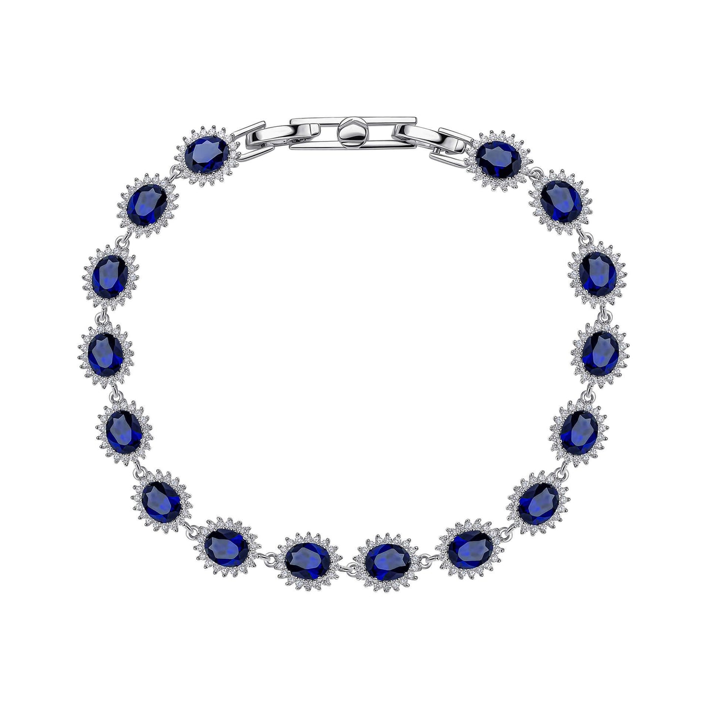 Sapphire Zirconia Oval Bracelet with Surround