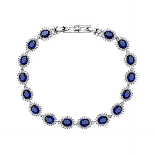 Sapphire Zirconia Oval Bracelet with Surround