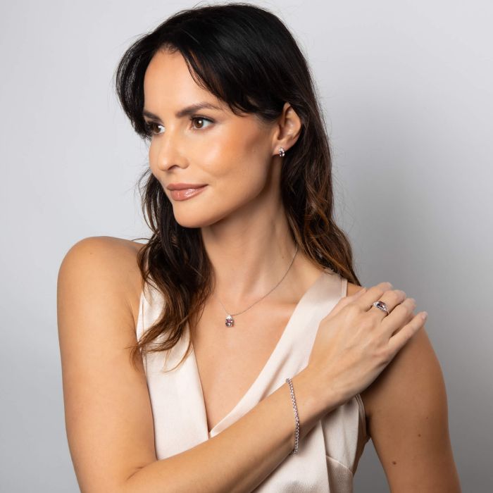 Pink Morganite Zirconia Small Zirconia Charm Tennis Bracelet