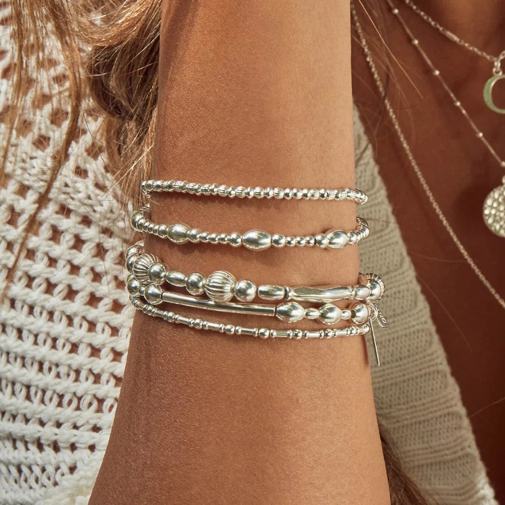 ChloBo Rhythm of Water Bracelet with polished round and elongated 925 sterling silver beads