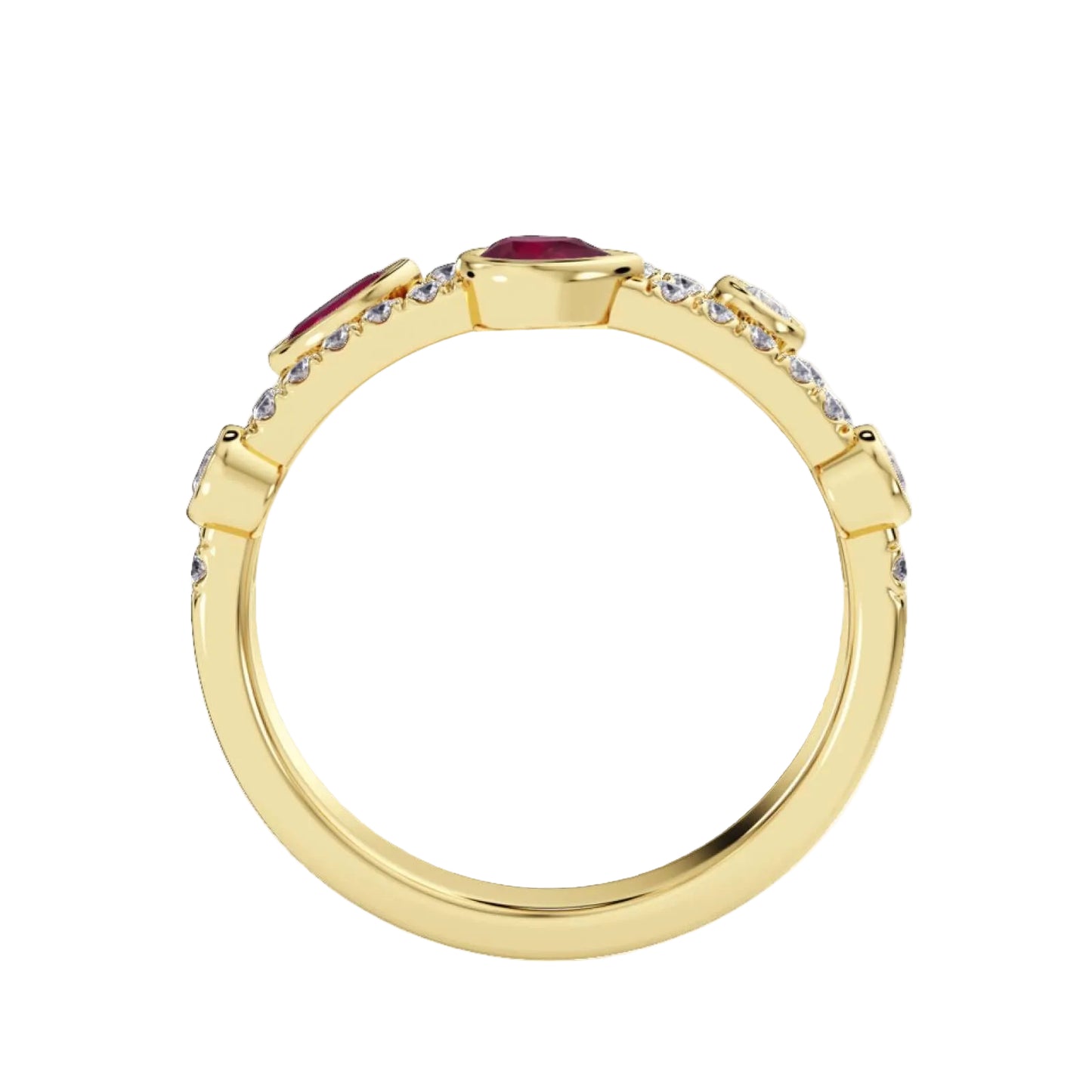 Rubover Set Ruby and diamonds Ring