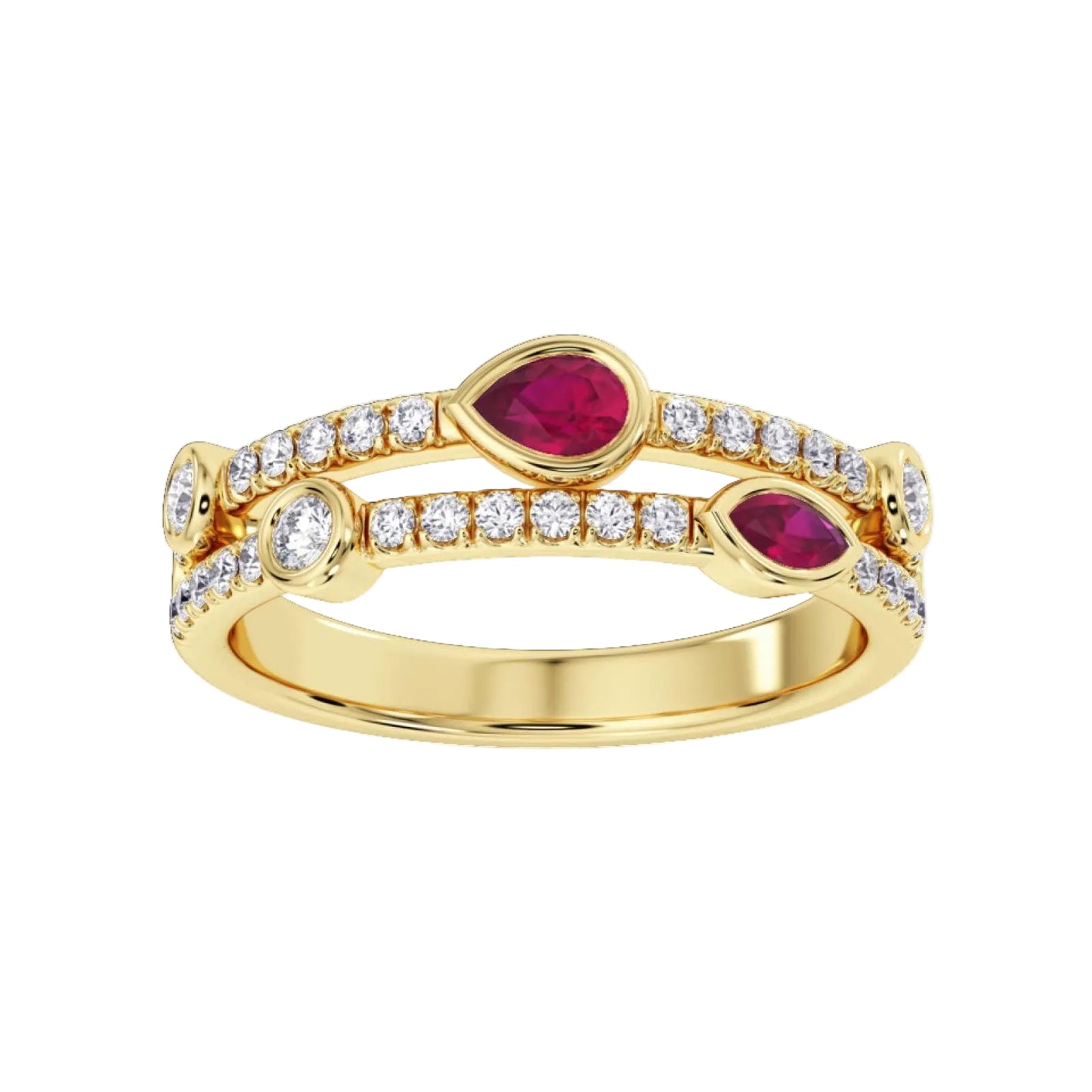 Rubover Set Ruby and diamonds Ring