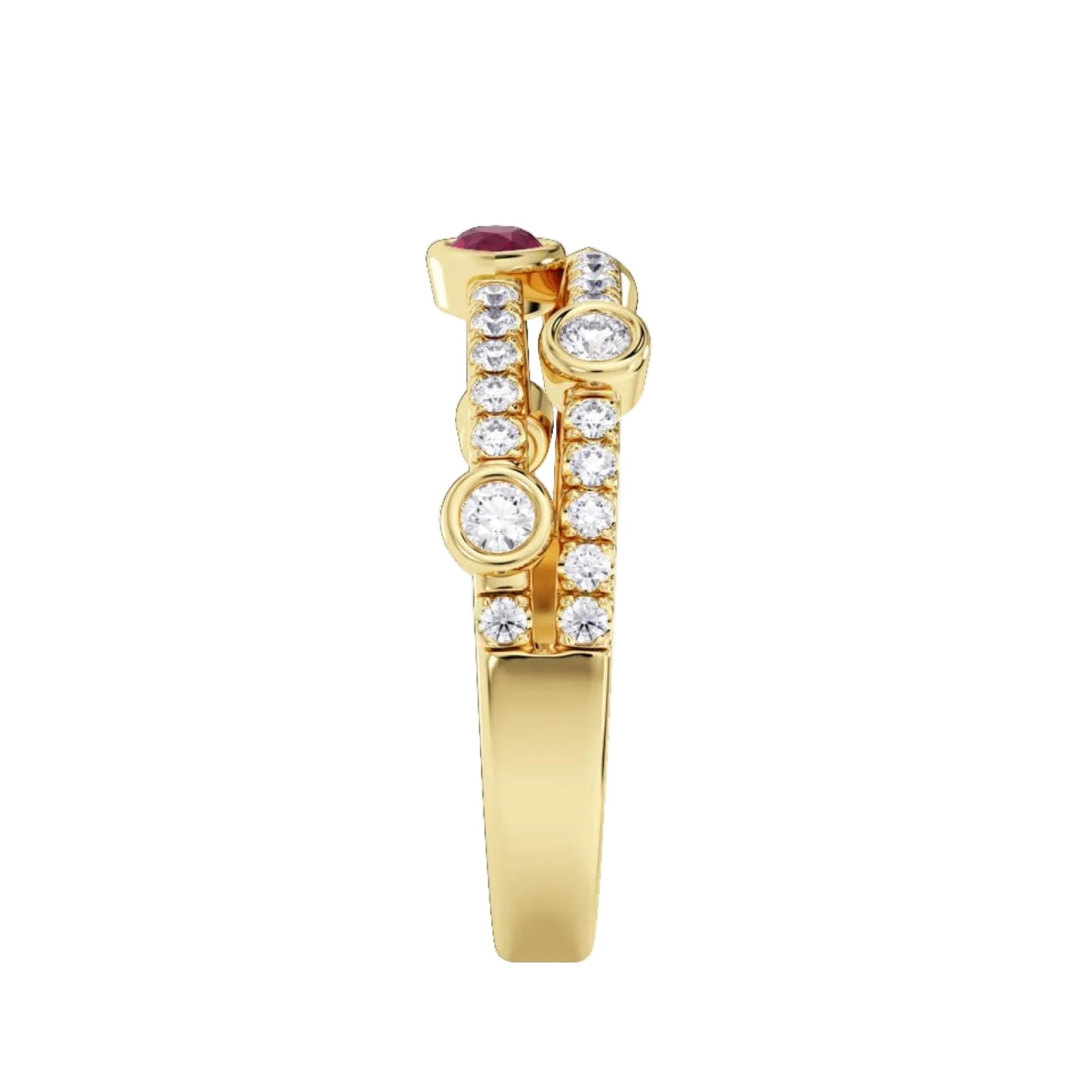 Rubover Set Ruby and diamonds Ring