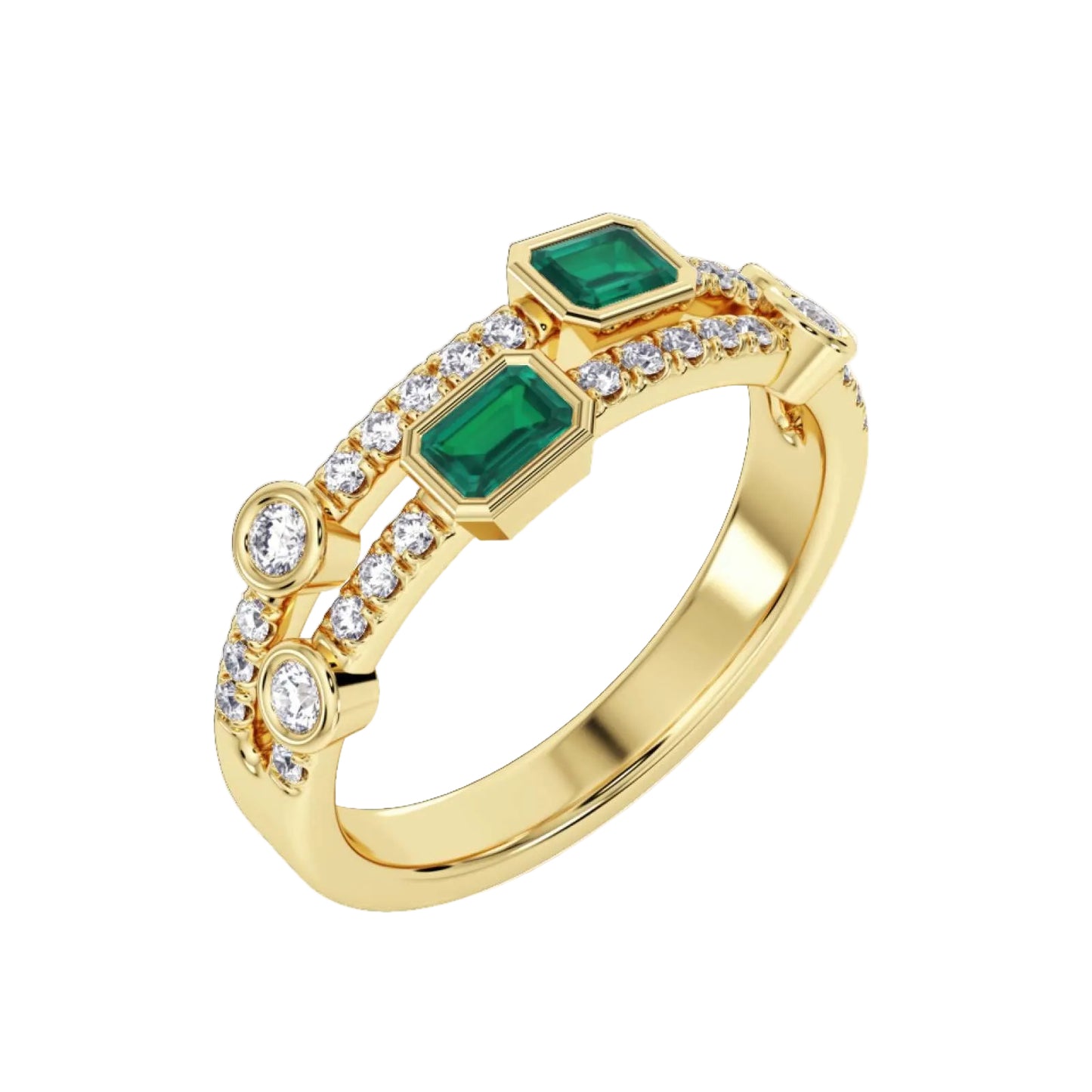 Rubover Emerald and Diamond Ring