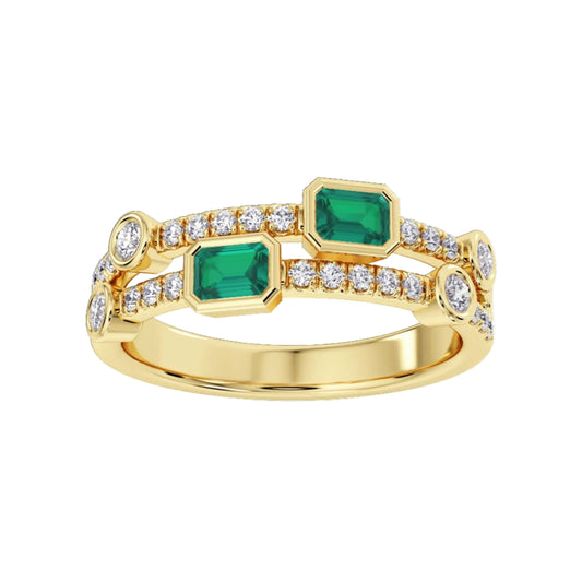 Rubover Emerald and Diamond Ring