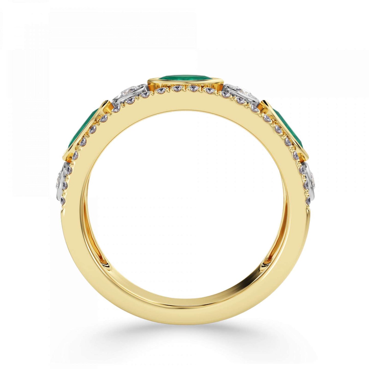 18ct Yellow Gold and Platinum Marquise Emerald and Diamond Ring