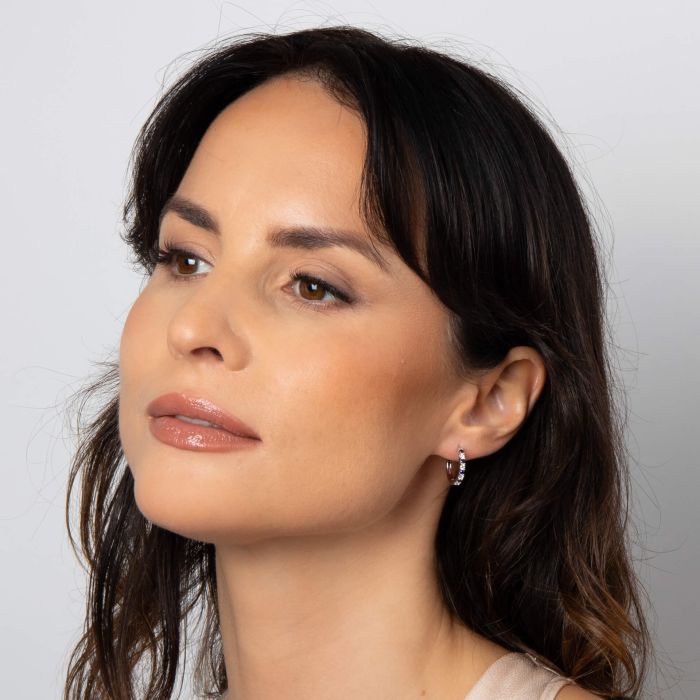 Sapphire Two Tone Zirconia Hoop Earrings