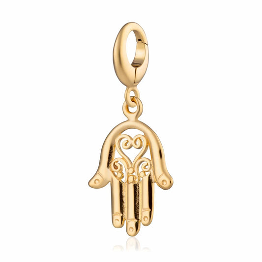 Lily Charmed gold Fatima Hand Hamsa charm in 18ct gold-plated recycled sterling silver