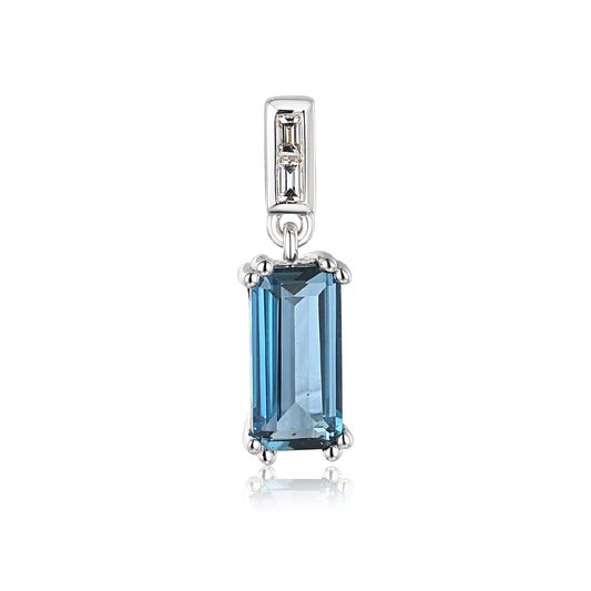 London Blue Topaz & Baguette Diamond Deco Pendant