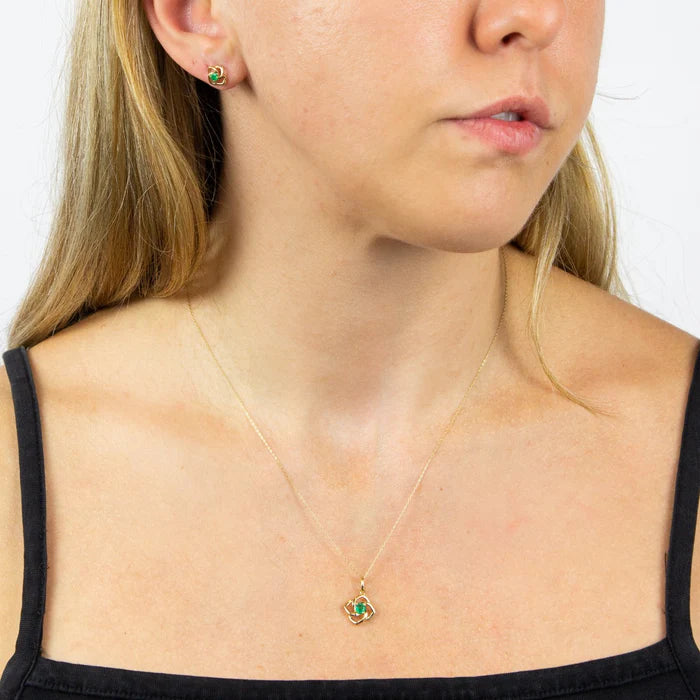 Cut Out Flower Pendant with Emerald