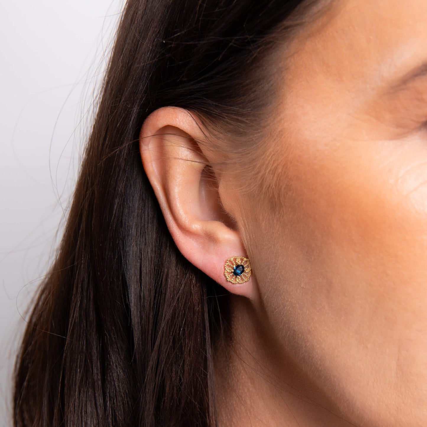 Ornate Sapphire Stud Earrings